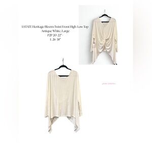 1.STATE $69 Heritage Bloom Twist Front High-Low Top Antique White L NWT Rayon